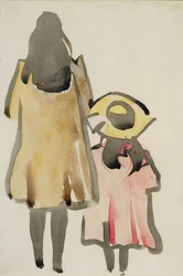 2人の子供の背面図